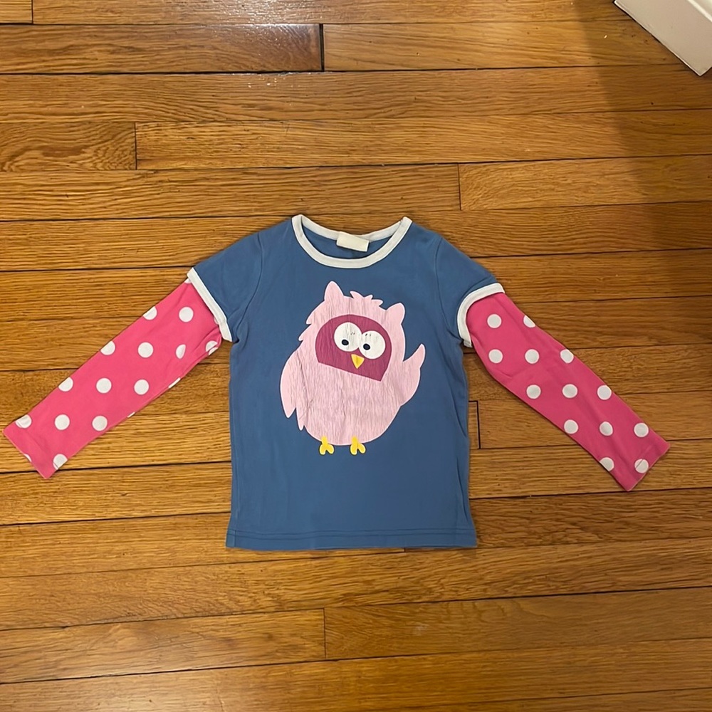 Mini Boden long sleeve owl tee. 3-4Y